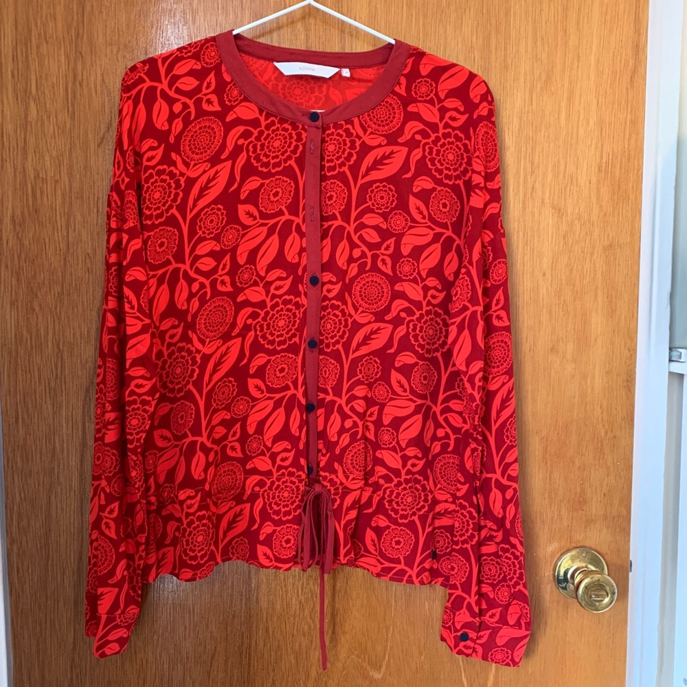 Numph button down in fantastic reds